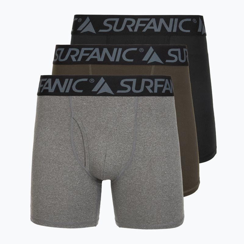 Vyriškos termo trumpikės Surfanic Carbondri 3 poros black/grey/khaki