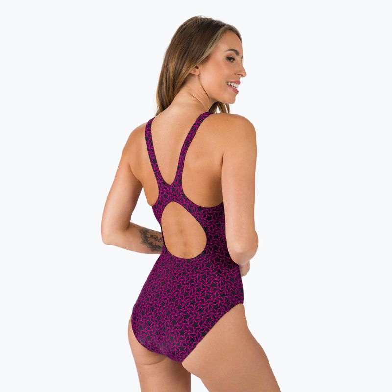 Speedo Boomstar Allover Muscleback moteriškas vientisas maudymosi kostiumėlis juoda-rožinė 68-12299B344 6