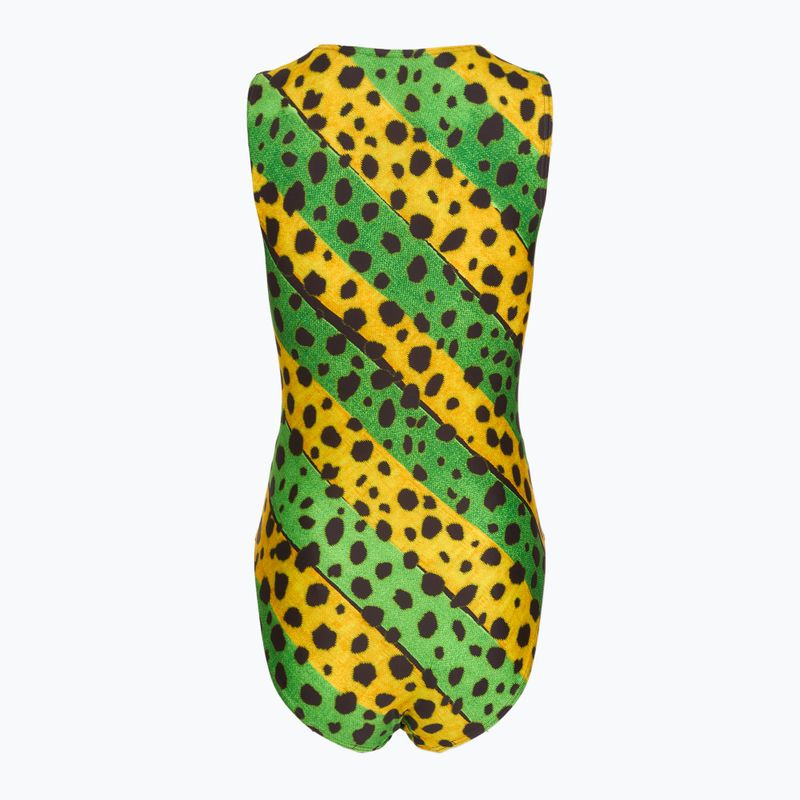 Moteriškas vientisas maudymosi kostiumėlis Speedo Placement Digital Highneck green/yellow 2