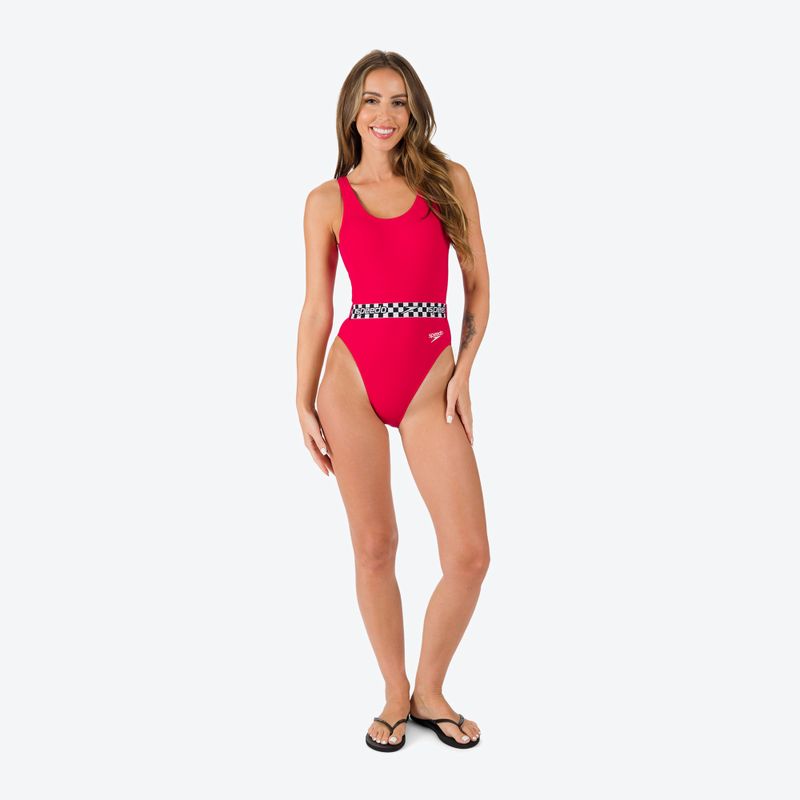 Speedo Moteriškas vientisas maudymosi kostiumėlis su diržu Deep U-Back raudonas 12363F338 2