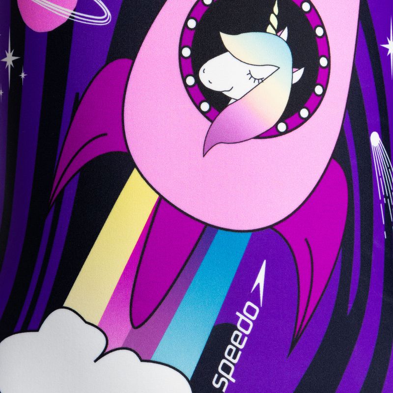 Speedo Digital Placement vaikiškas vientisas maudymosi kostiumėlis violetinės ir juodos spalvų 3