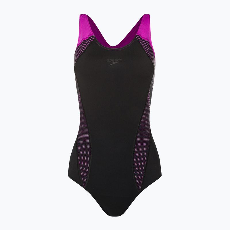 Speedo Placement Laneback moteriškas vientisas maudymosi kostiumėlis juoda/rožinė 11389C733