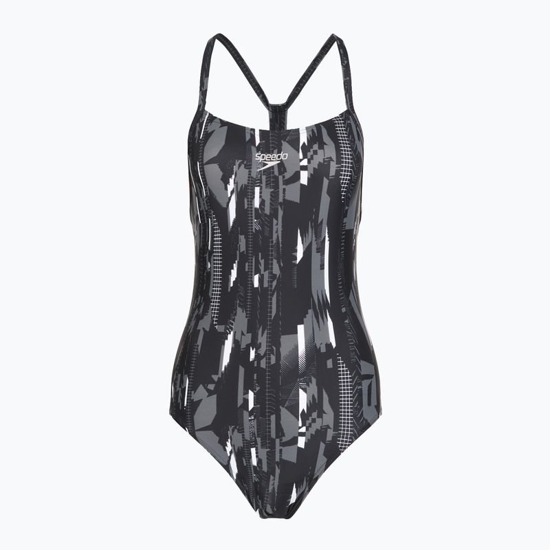Moteriškas vientisas plaukimo kostiumas Speedo Allover Rippleback black