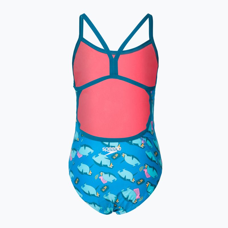Speedo Flipper Phone Allover Vback vientisas vaikiškas maudymosi kostiumėlis mėlynas 68-12846 2