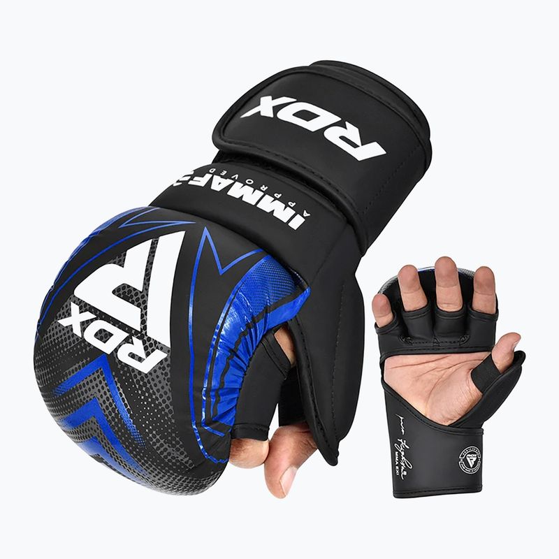 Grapplingo pirštinės RDX IMMAF Approved Shooted Grappling blue 2