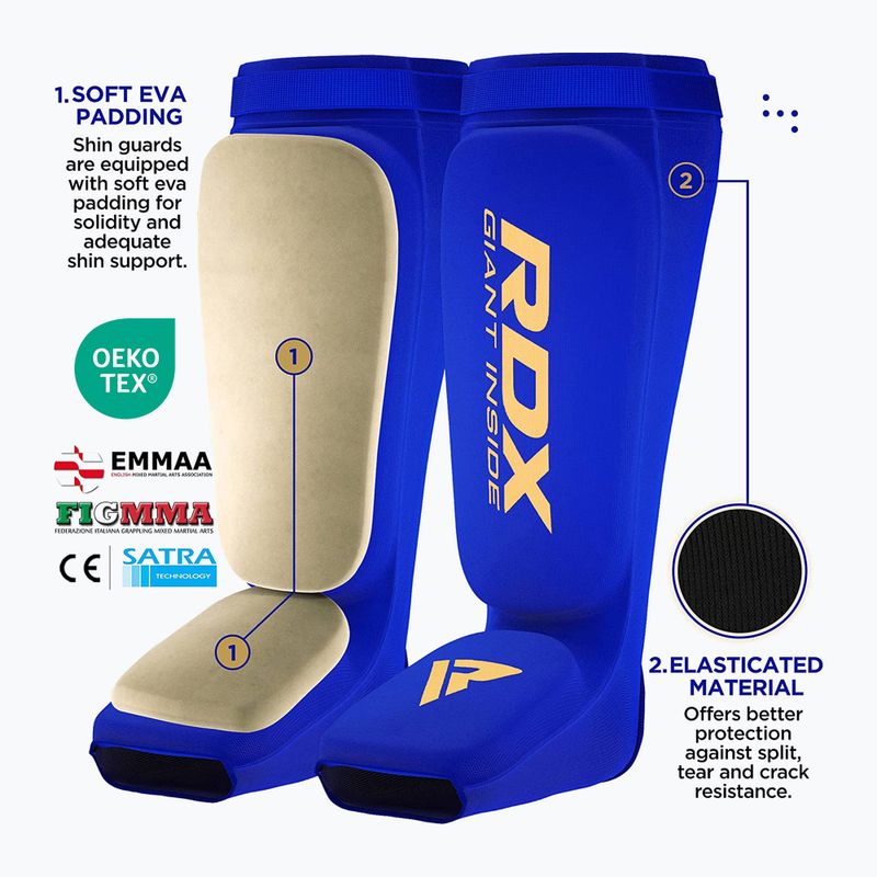 RDX Hosiery Shin Instep Foam mėlynos/baltos spalvos blauzdikaulio ir pėdos apsaugos 4