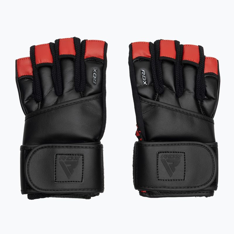 Treniruočių pirštinės RDX L4 Finger Weightlifting Leather red/black 2