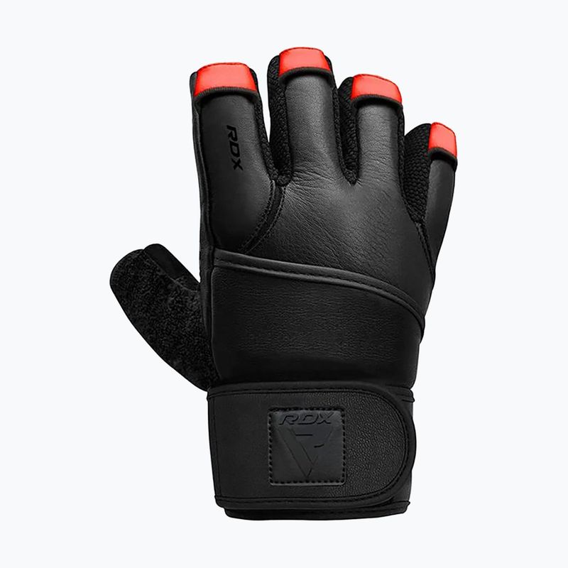 Treniruočių pirštinės RDX L4 Finger Weightlifting Leather red/black 3