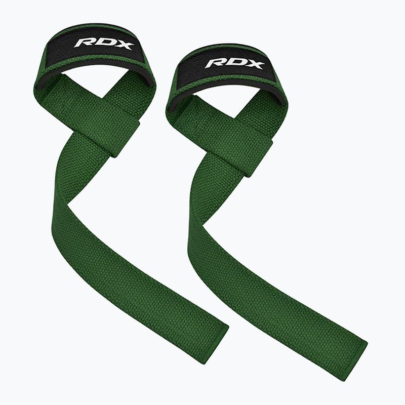 Svorių kilnojimo dirželiai RDX W1 Weight Training Wrist Straps army green