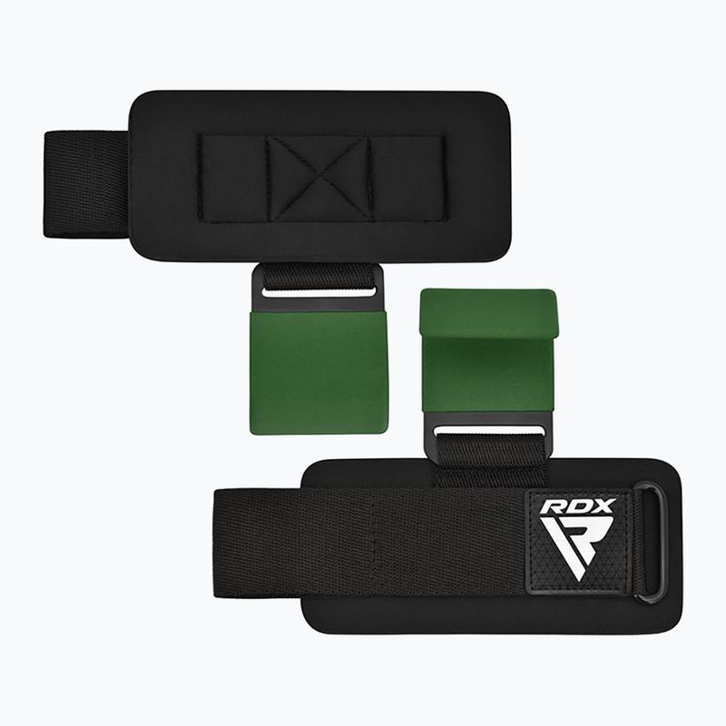 Svorių kilnojimo dirželiai su kabliukais RDX W5 Weight Lifting Hook Strap army green 5