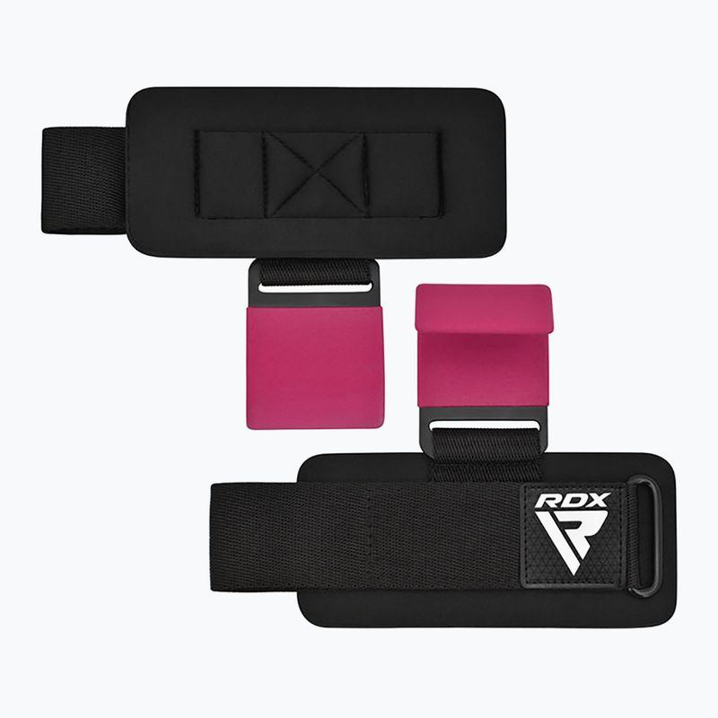 Svorių kilnojimo dirželiai su kabliukais RDX W5 Weight Lifting Hook Strap pink 5