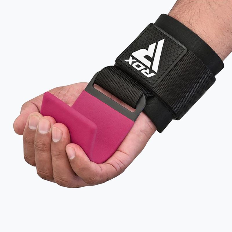 Svorių kilnojimo dirželiai su kabliukais RDX W5 Weight Lifting Hook Strap pink 6