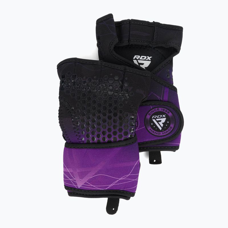 RDX Weight Lifting X1 treniruočių pirštinės su ilgu dirželiu juodos ir violetinės spalvos WGN-X1PR