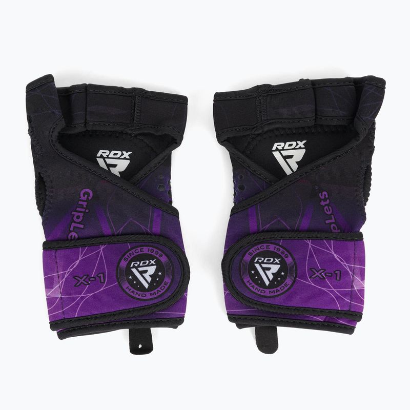 RDX Weight Lifting X1 treniruočių pirštinės su ilgu dirželiu juodos ir violetinės spalvos WGN-X1PR 2