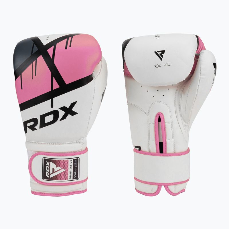 Moteriškos bokso pirštinės RDX BGR-F7 baltos ir rožinės spalvos BGR-F7P