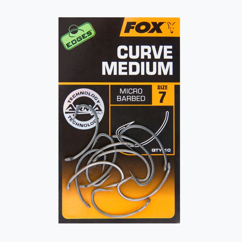 Fox International Edges karpiniai kabliukai Armapoint Curve Shank Medium grey CHK203 2