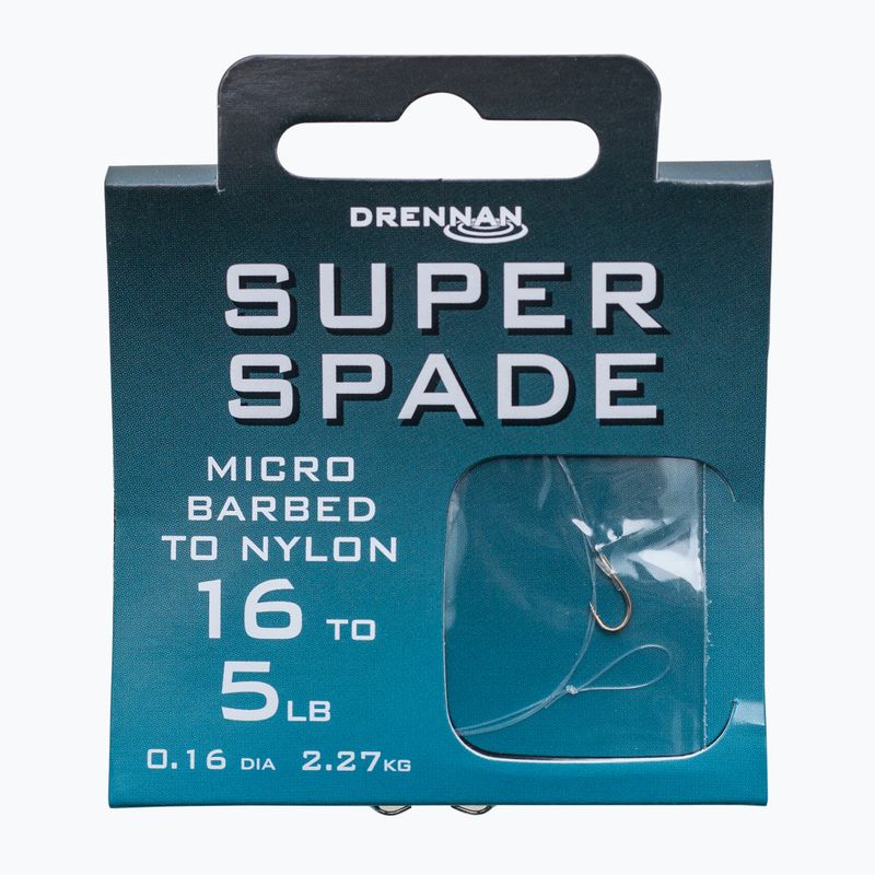 Drennan Super Spade be spyglių kabliukas + linijos metodas lyderis 8 vnt. skaidrus HNSSPM012