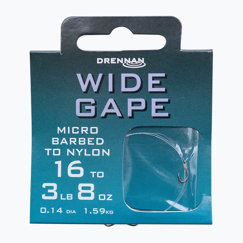 Drennan Wide Gape methode leader mikro kabliukas be spyglių + lynas 8 vnt. skaidrus HNWDGM018