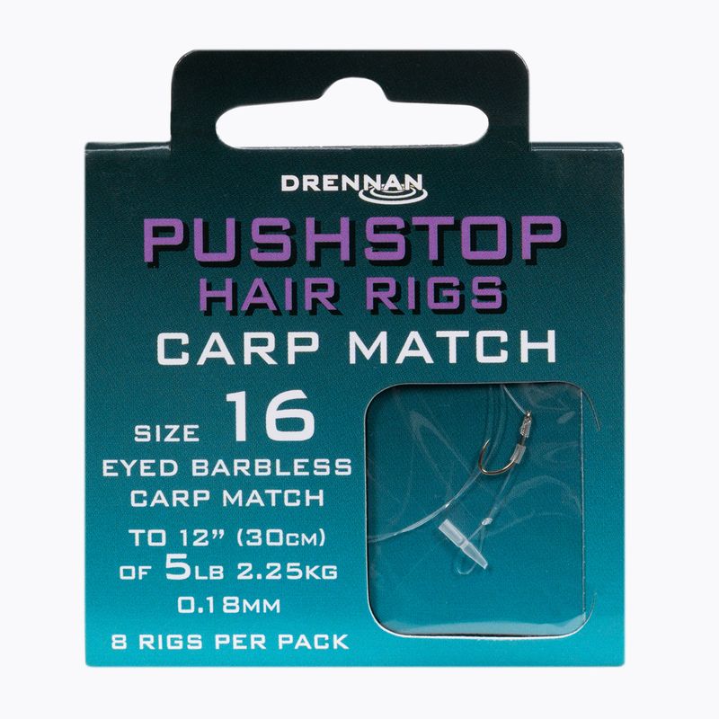 Pushstop H'rig Carp Method pavadėlis su stabdžiu, kabliukas be spyglių + lynas 8 vnt. skaidrus HNQCMA016