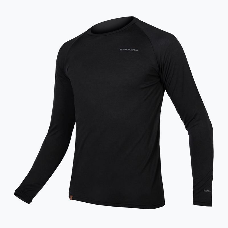 Vyriški dviračių marškinėliai ilgomis rankovėmis Endura Baabaa Merino black