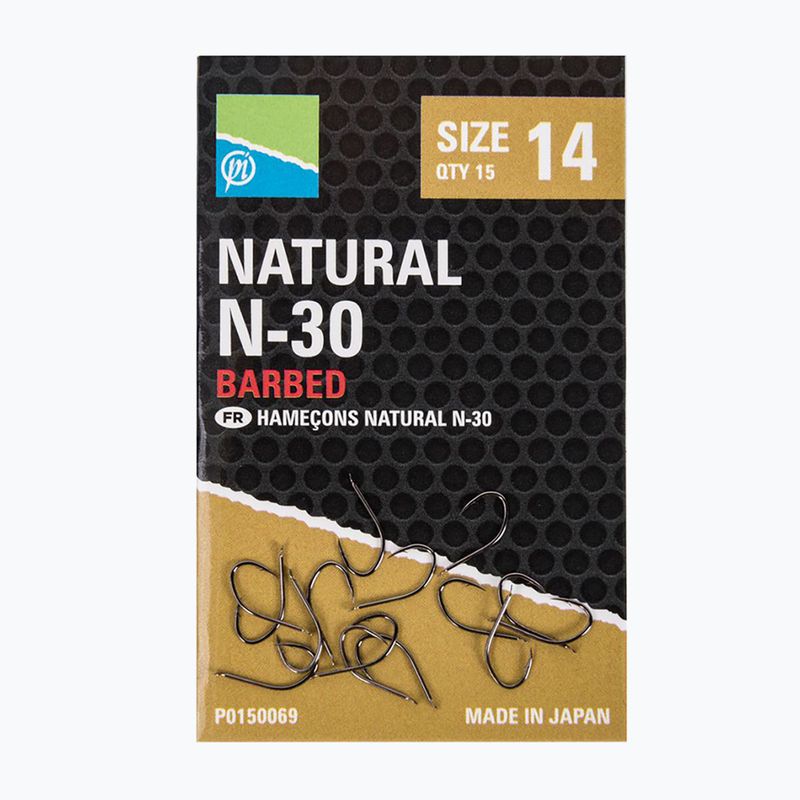 Preston Innovations Natural N-30 žvejybiniai kabliukai 15 vnt. juodos spalvos P0150067