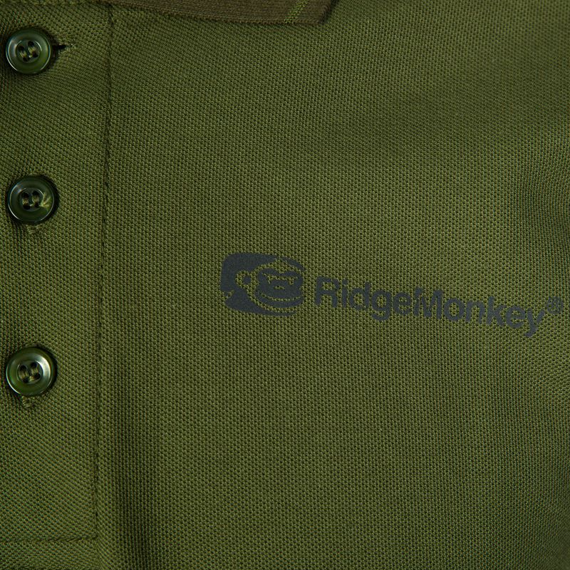Vyriški žvejybiniai marškinėliai RidgeMonkey Apearel Dropback Polo marškinėliai žali RM266 3