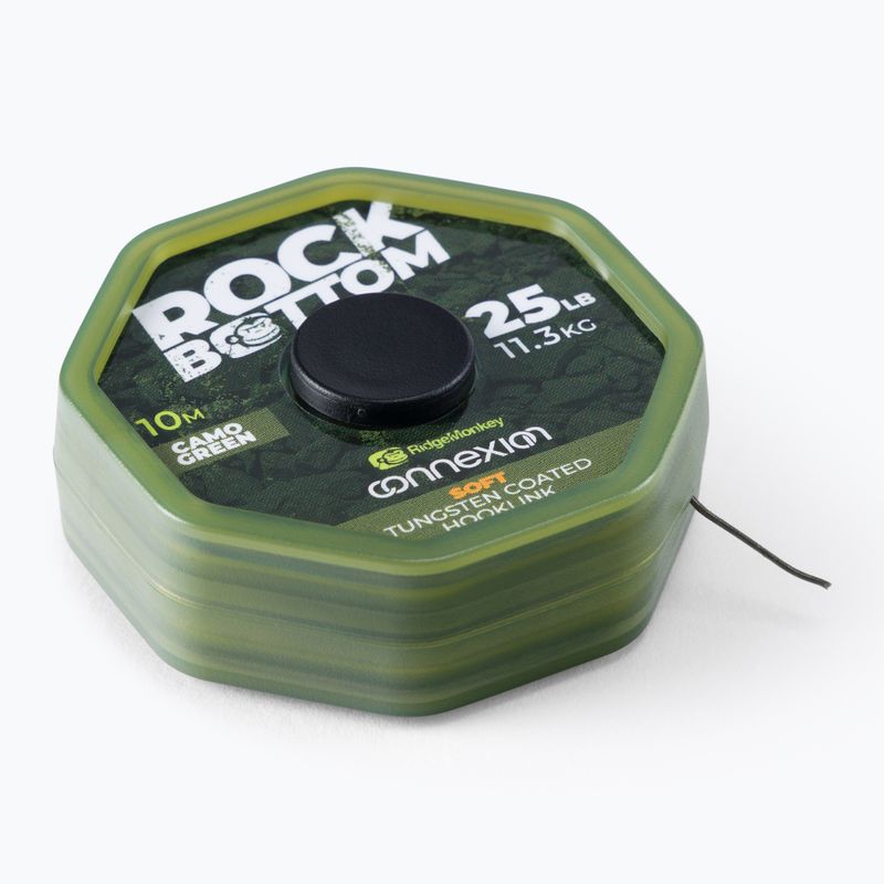 RidgeMonkey karpių pavadėlio pynė Connexion Rock Bottom Tungsten Soft Coated Hooklink žalia RMT279