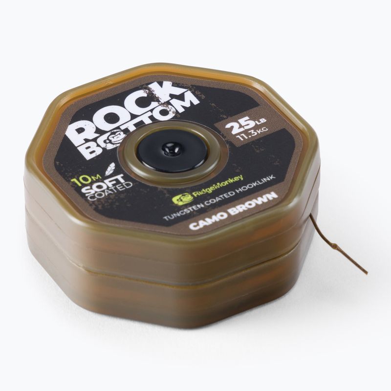 RidgeMonkey karpių pavadėlio pynė Connexion Rock Bottom Tungsten Soft Coated Hooklink rudos spalvos RMT280