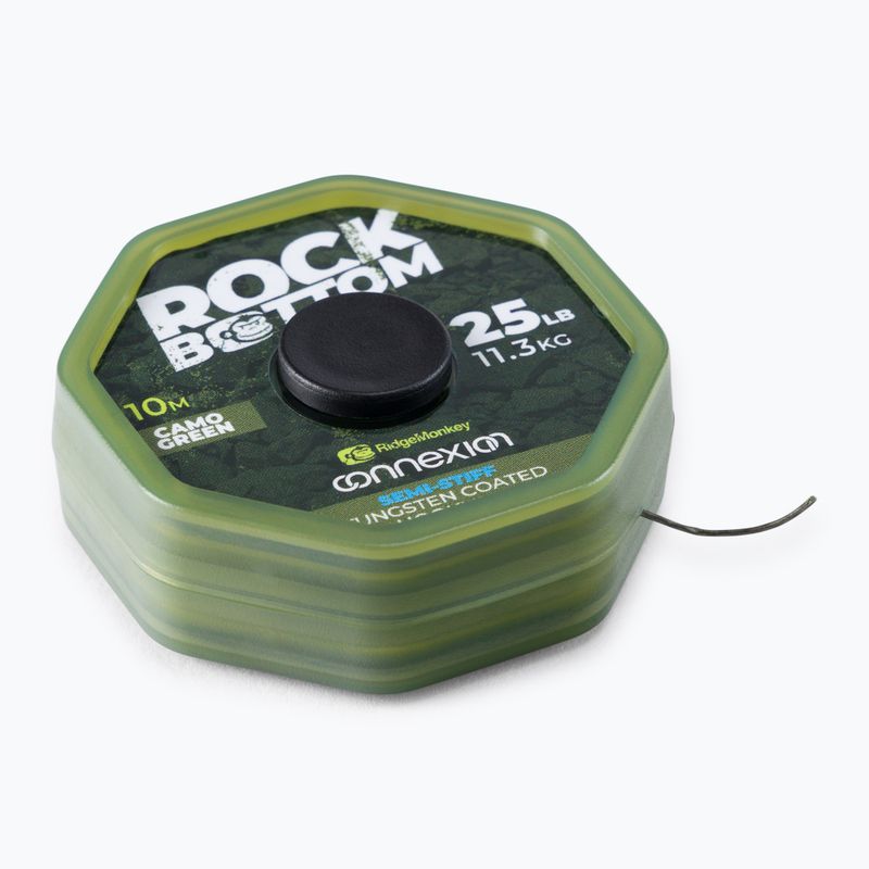 Ridge Monkey Connexion Rock Bottom Tungsten Semi Stiff Coated Hooklink lyderio pynė žalia RMT281