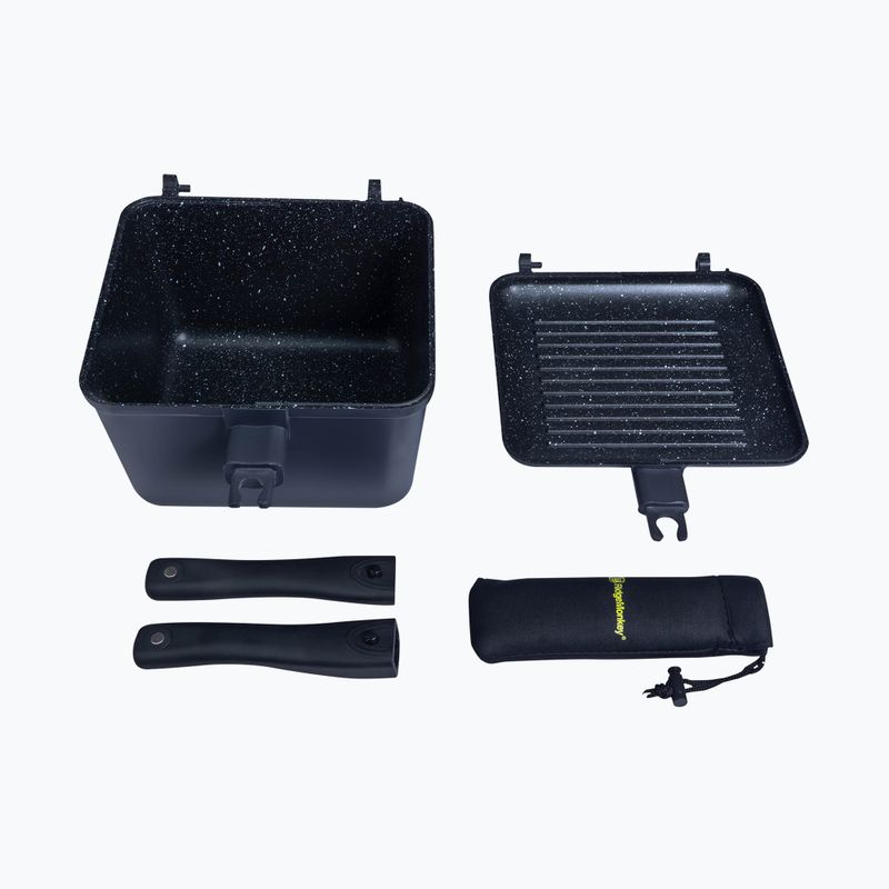 RidgeMonkey Connect gilios keptuvės ir keptuvės su grotelėmis Granite Edition keptuvių ir keptuvių rinkinys juodas RM779