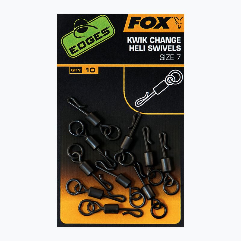 Fox International Edges Kwik Change Heli Swivels karpiniai suktukai juodi CAC700