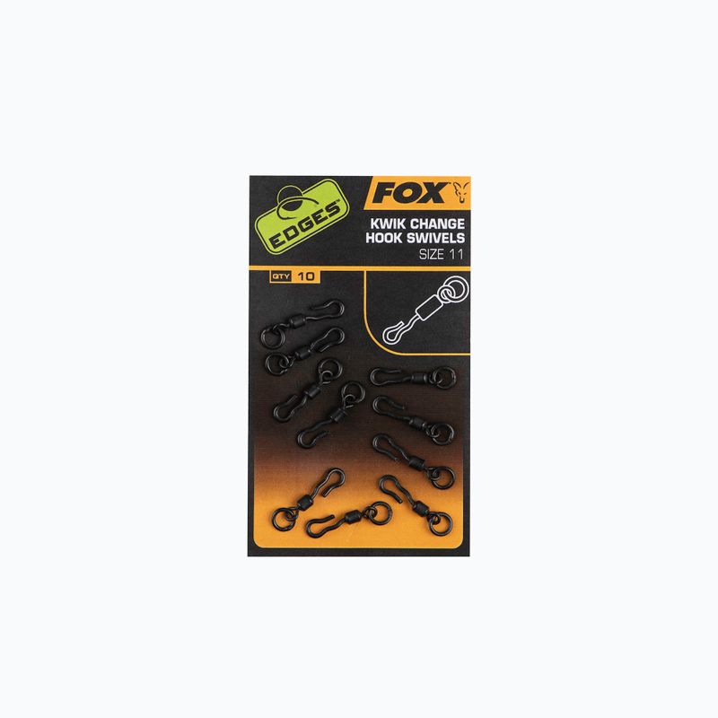 Fox International Edges Kwik Change Hook Swivels karpiniai suktukai juodi CAC702 2