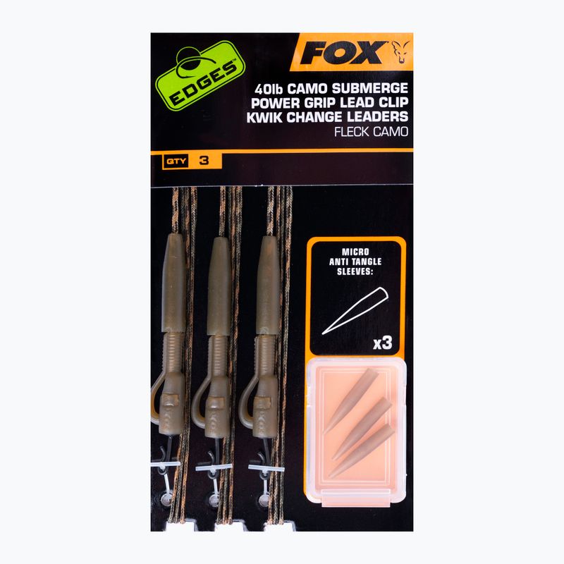 Karpių lyderis Fox International Edges Camo Submerge Power Grip Lead Clip Kwik Change Kit camo CAC714
