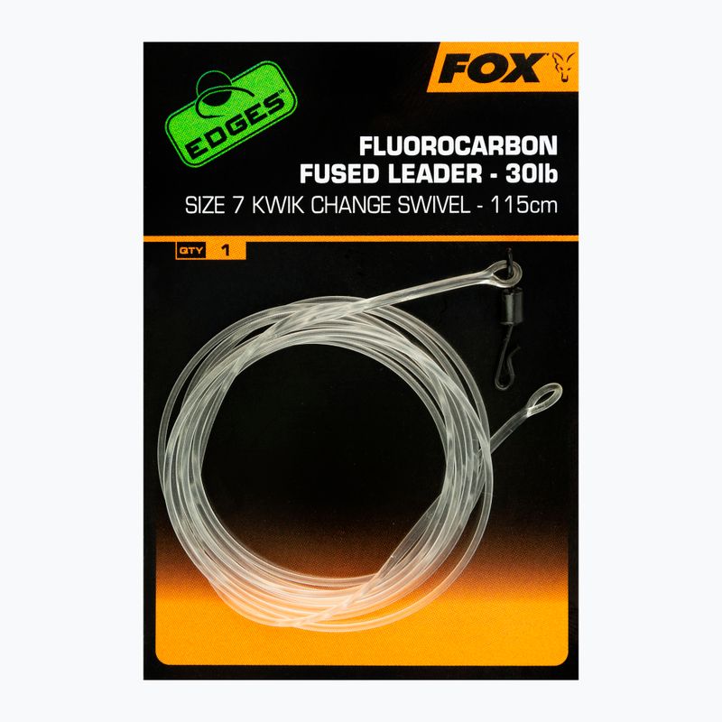 Fox International Fluorokarbono pavadėlis karpiams Fused Leader 30 lb - Kwik Change Swivel 115 cm skaidrus CAC717