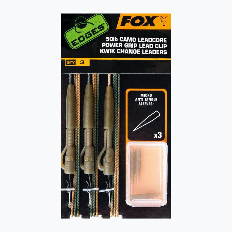 Karpių pavadėlis Fox International Edges Ready Tied Camo Leadcore Lead Clip Leaders camo CAC754