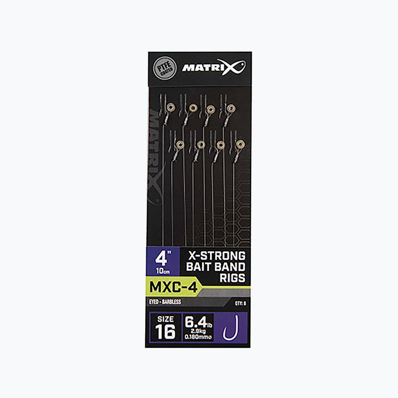 Matrix MXC-4 dydžio Barbless X-Strong Bait Band methode lyderiai 8 vnt. skaidrūs GRR066