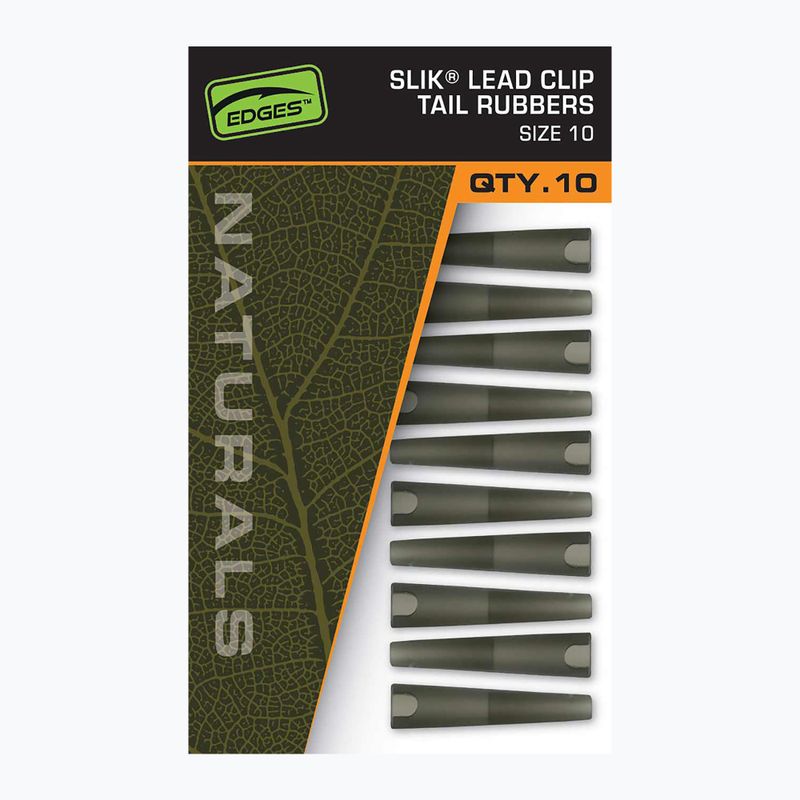 Saugus klipsas Fox International Naturals Size 10 Slik Lead Clip Tail Rubber 10 vnt.