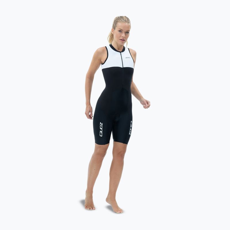 Moteriškas triatlono kombinezonas ZONE3 Lava Long Distance Trisuit black/white/green 3