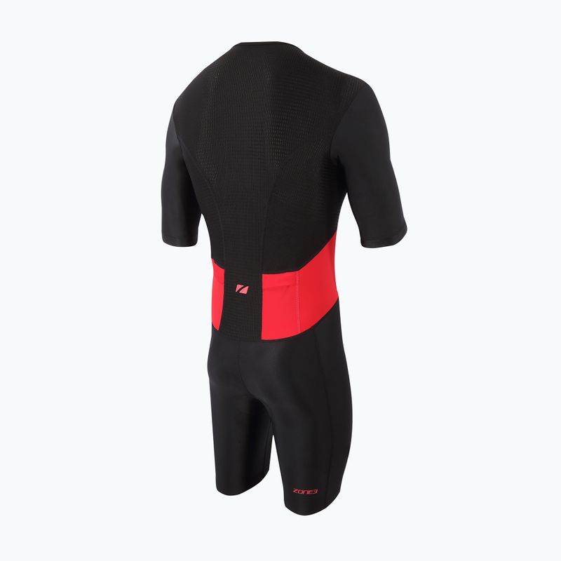 Vyriškas triatlono kombinezonas ZONE3 Activate Short Sleeve Full Zip Trisuit black/red 2
