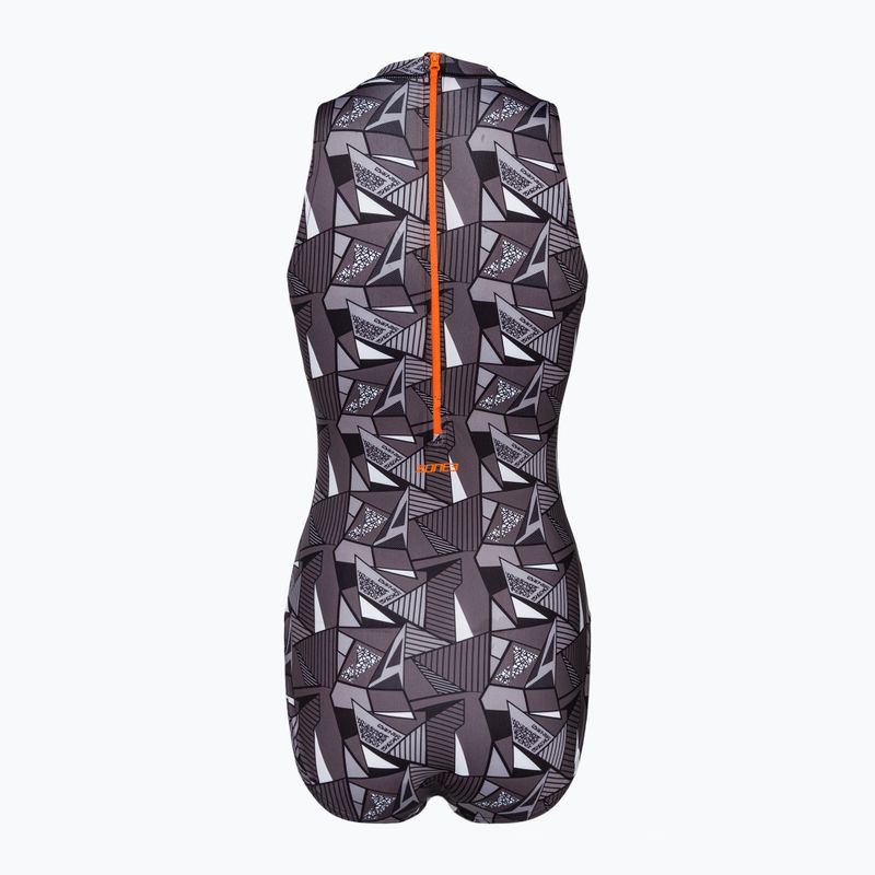Moteriškas vientisas plaukimo kostiumas ZONE3 OWS Renew High Neck black/white 2