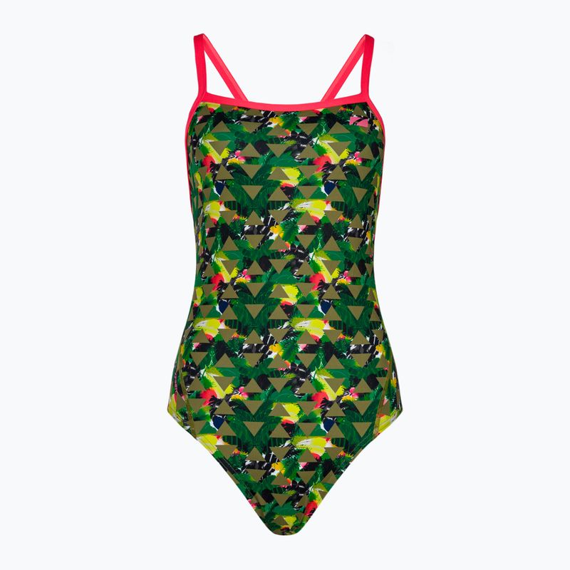 Moteriškas vientisas plaukimo kostiumėlis ZONE3 High Jazz 3.0 Strap Back khaki