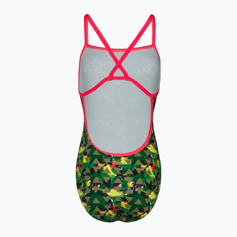 Moteriškas vientisas plaukimo kostiumėlis ZONE3 High Jazz 3.0 Strap Back khaki 2