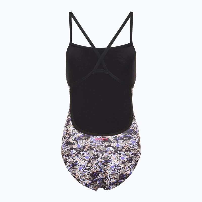 Moteriškas vientisas plaukimo kostiumas ZONE3 Pacific Koa Strap Back black/green 2