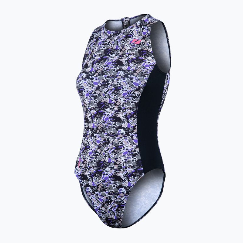 Moteriškas vientisas plaukimo kostiumas ZONE3 Pacific Koa High Neck black/green 4