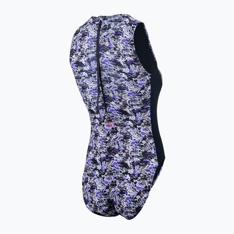 Moteriškas vientisas plaukimo kostiumas ZONE3 Pacific Koa High Neck black/green 5