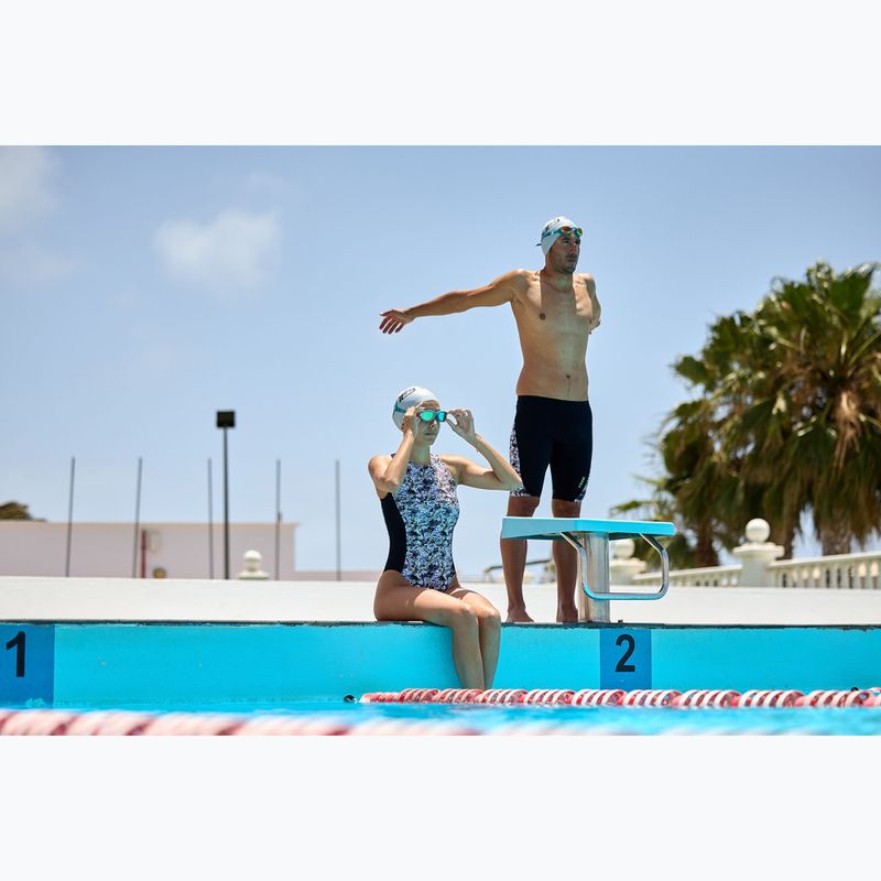 Moteriškas vientisas plaukimo kostiumas ZONE3 Pacific Koa High Neck black/green 7