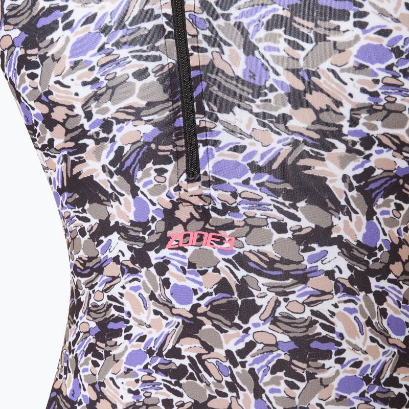 Moteriškas vientisas plaukimo kostiumas ZONE3 Pacific Koa High Neck black/green 3