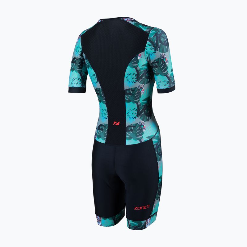 Moteriškas triatlono kombinezonas ZONE3 Activate+ Short Sleeve Trisuit tribal rush/black/khaki 2