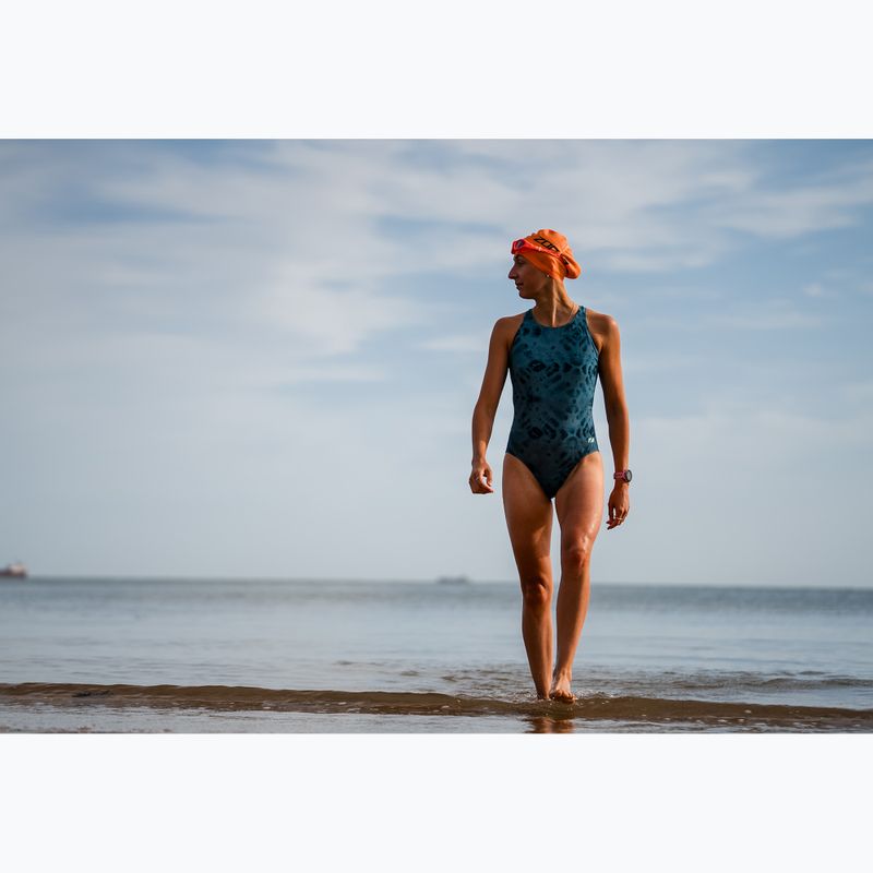 Moteriškas vientisas maudymosi kostiumėlis ZONE3 Classic teal tie-dye 7