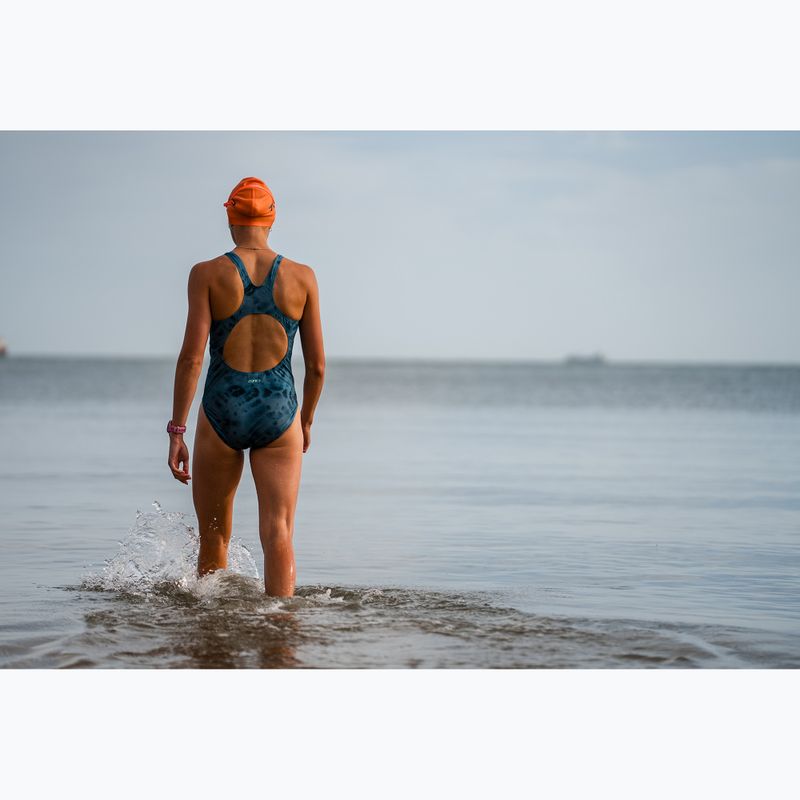 Moteriškas vientisas maudymosi kostiumėlis ZONE3 Classic teal tie-dye 8